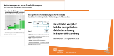 Die Graifk zeigt beispielhaft drei Folien des Vortrags.
