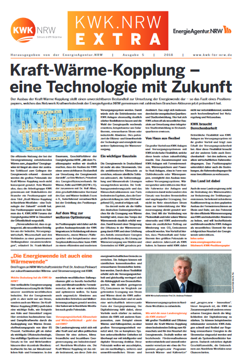 Cover eines Positionspapiers der EnergieAgentur.NRW zur Kraft-Wärme-Kopplung. 