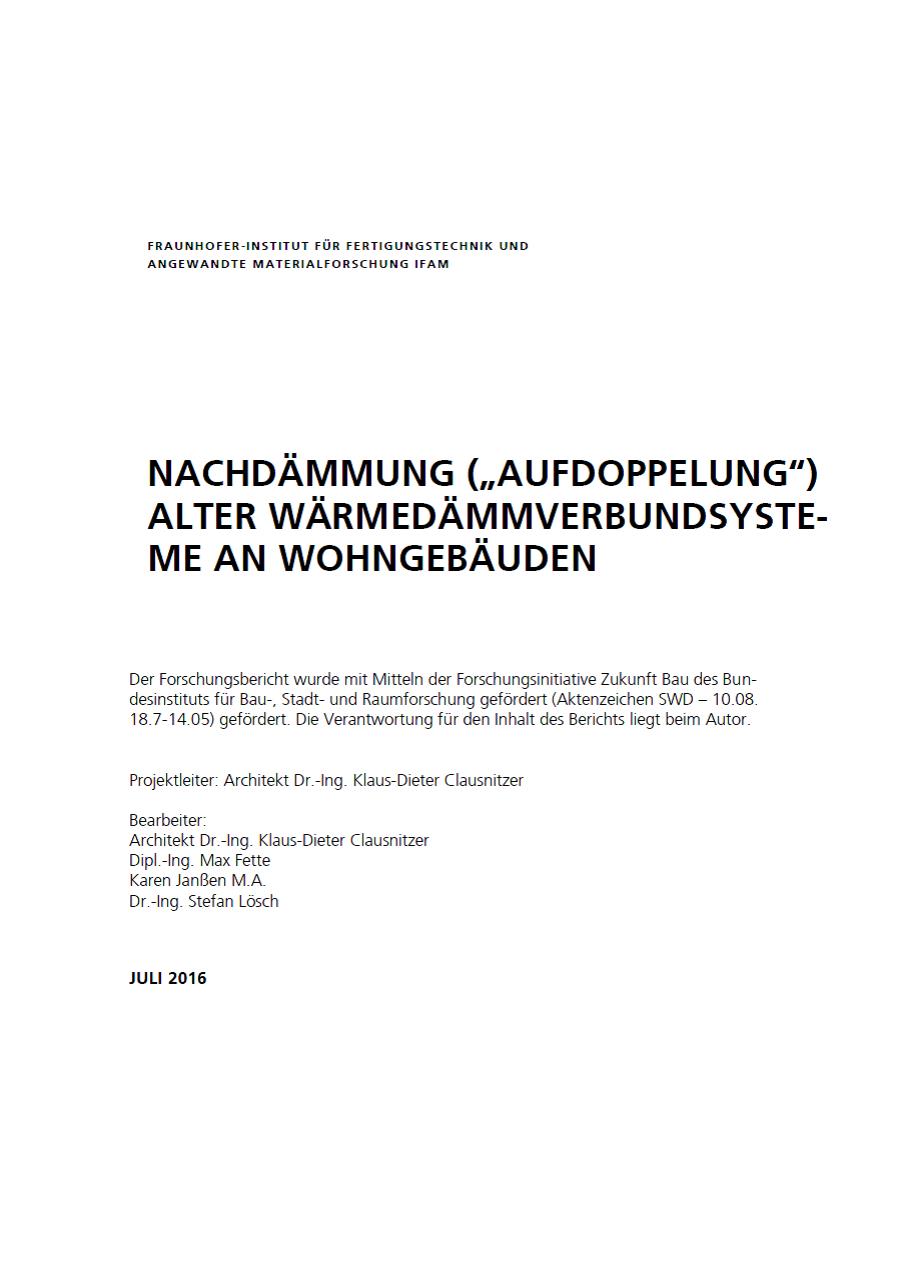 Cover eines Fachartikel des Fraunhofer IFAM zu Wärmedämmverbundsystemen.