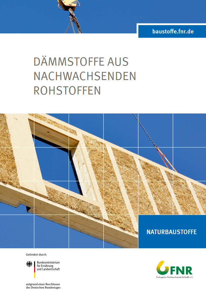 Cover eines Fachbeitrags der Fachagentur Nachwachsende Rohstoffe e. V. zu Dämmstoffen aus nachwachsenden Rohstoffen.