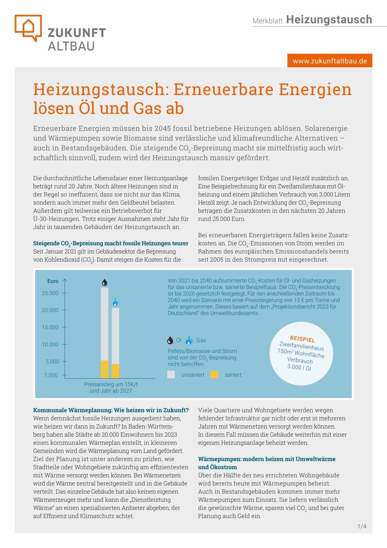 In dem aktualisierten Merkblatt gibt es viele Tipps zum Heizungstausch // Abbildung: Zukunft Altbau