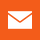 Weißes Briefumschlag-Symbol auf orangenem Grund.
